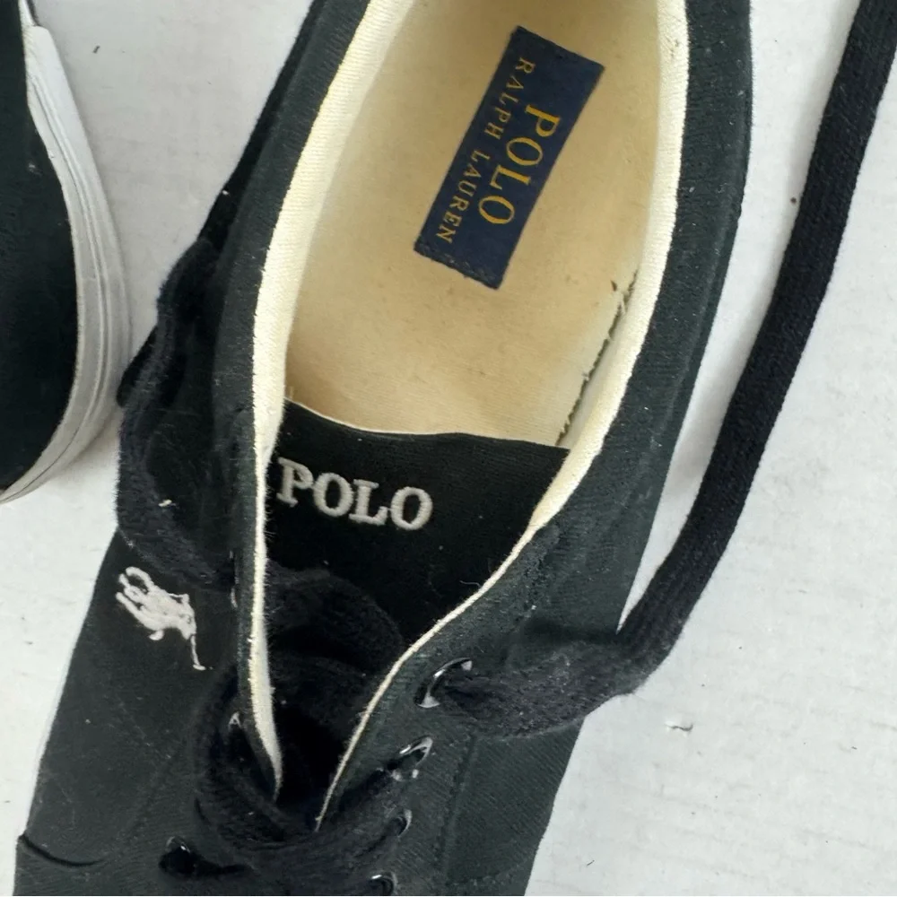 Polo Ralph Lauren Black Canvas Low‎ Top Sneakers Men’s Size 16D Casual Shoes